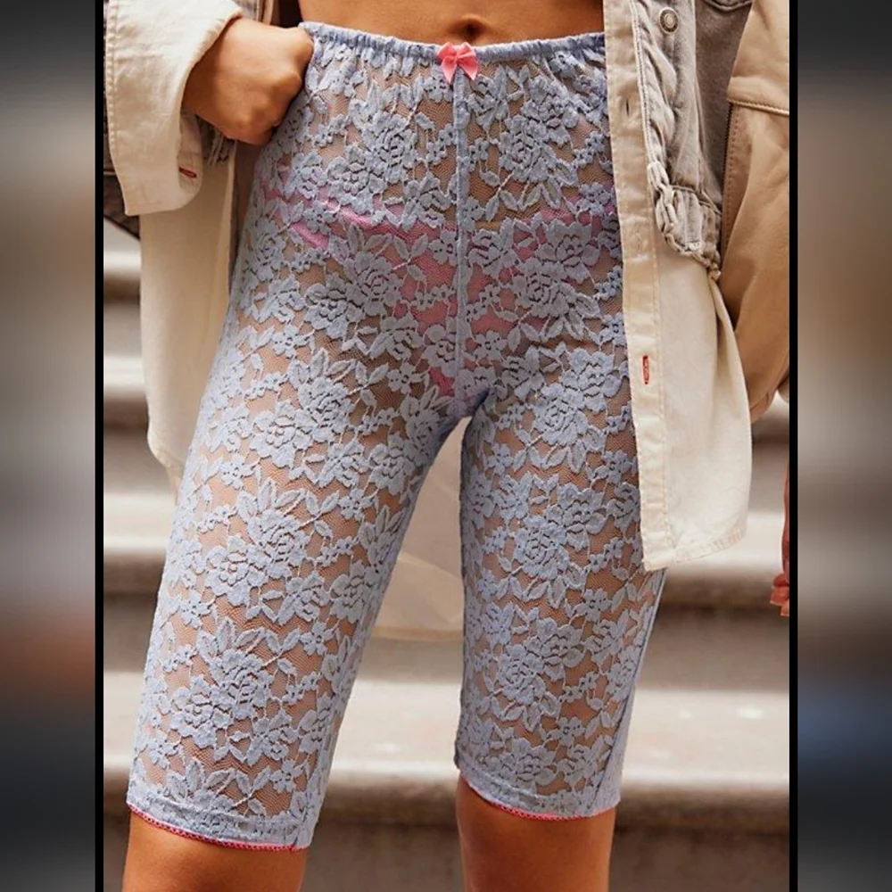 NEW Intimately Free People All Day Lace Capris green M - Picture 6 of 9